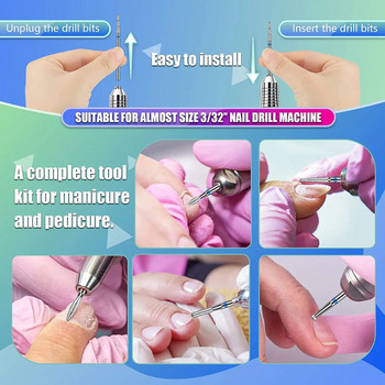 Diamond Nail Drill Drill, 3/32 Inch Bit Cuticle for Nail Drill, Drill Nails Εργαλεία αφαίρεσης μανικιούρ πεντικιούρ για ακρυλικό τζελ για νύχια