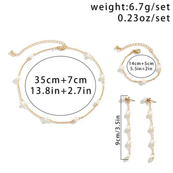 Κορεάτικη μόδα απομίμηση μαργαριταρένια αλυσίδα κολιέ βραχιόλι σταγόνα σκουλαρίκια για κορίτσια Γλυκό σκουλαρίκι piercing Σετ γαμήλιων κοσμημάτων