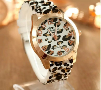 Женевски часовник Силиконов часовник с леопардов принт 2020 г. Нов моден ежедневен студентски часовник Цветен кварцов часовник с леопардов принт