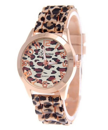 Женевски часовник Силиконов часовник с леопардов принт 2020 г. Нов моден ежедневен студентски часовник Цветен кварцов часовник с леопардов принт