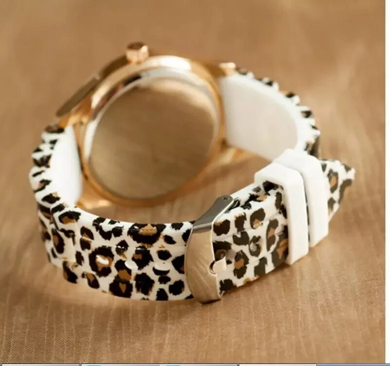 Ženevos laikrodis „Leopard Print“ silikoninis laikrodis 2020 m. Naujas mados laisvalaikio studentų laikrodis „Leopard Print“ spalvotas kvarcinis laikrodis