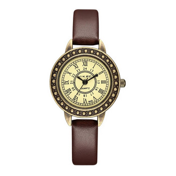 Vintage δερμάτινα γυναικεία βραχιόλια ρολόγια καφέ ρετρό Roma Quartz γυναικείο ρολόι χαλαζία Δερμάτινο λεπτό λουράκι Μικρό καντράν Relogio Feminino