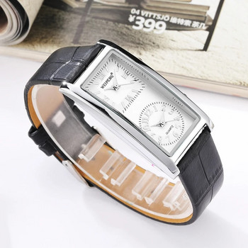 Дамски минималистичен часовник 2 Double Dial Time Zone Дамски моден елегантен ръчен часовник Кварцов часовник с кожена каишка Relogio Feminino
