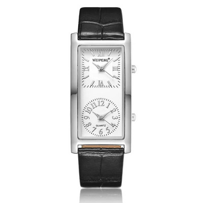 Дамски минималистичен часовник 2 Double Dial Time Zone Дамски моден елегантен ръчен часовник Кварцов часовник с кожена каишка Relogio Feminino