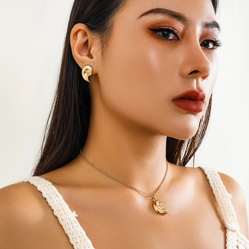 Suurepärased lihtsad pisikesed tigude ripatsiga kaelakee kaelakee kõrvarõngad naistele Vintage õhuke kett puhkuse Y2K ehtekomplekt