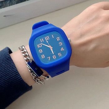 Квадратни кварцови часовници за мъже и жени Ins Style Прост водоустойчив спортен часовник Мода за свободното време Студентски часовник за двойка на едро