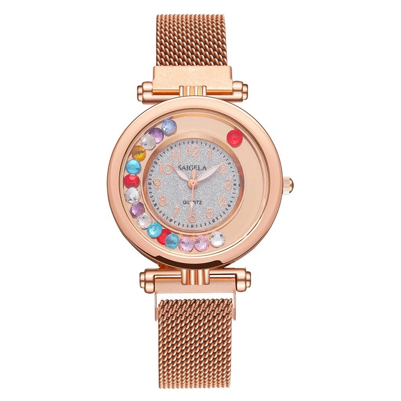 Karštas išpardavimas Moteriški spalvingi judantys deimantiniai laikrodžiai Prabangūs magnetiniai kvarciniai arabiški numeriai rankiniai laikrodžiai Relogio Feminino