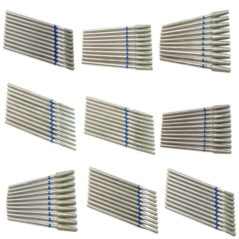 10 tkKomplekt Teemantküünte puuriteraga elektrilised freesid pediküüri jaoks maniküüri viilid küünenaha küünetööriistad tarvikud