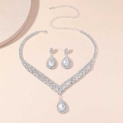 2023. aasta uued luksuslikud pulmaehtekomplektid pruutneitsi ehete jaoks, tsirkoonist kõrvarõngast kaelakee hulgimüük, kingitus