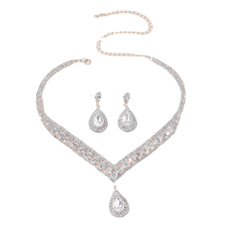 2023. aasta uued luksuslikud pulmaehtekomplektid pruutneitsi ehete jaoks, tsirkoonist kõrvarõngast kaelakee hulgimüük, kingitus