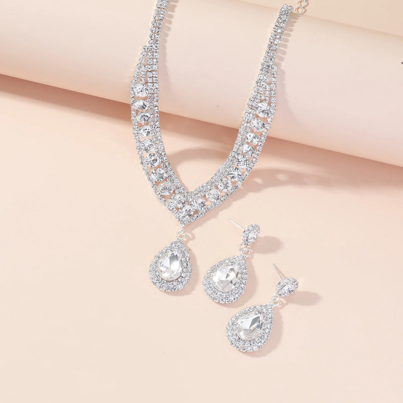 2023. aasta uued luksuslikud pulmaehtekomplektid pruutneitsi ehete jaoks, tsirkoonist kõrvarõngast kaelakee hulgimüük, kingitus