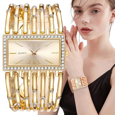 UTHAI W24 Дамски модни кварцови часовници Дамска гривна от неръждаема стомана Ежедневни кухи часовници Момиче Ръчен часовник Бижута