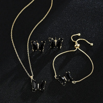 CANPEL Butterfly klaasist materjalist romantilised ehted käevõru kaelakee kõrvarõnga komplekt naistele pulmaõhtusöögi kleidi aksessuaarid