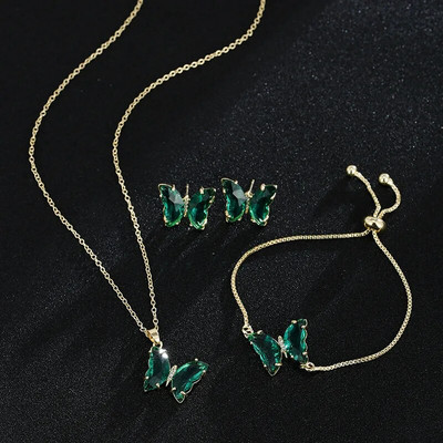 CANPEL Butterfly klaasist materjalist romantilised ehted käevõru kaelakee kõrvarõnga komplekt naistele pulmaõhtusöögi kleidi aksessuaarid