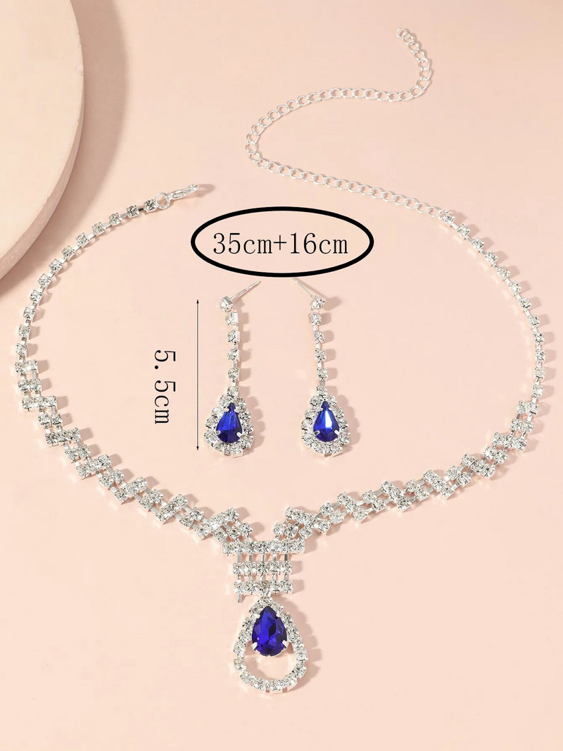 Vintage ženski komplet nakita s duginim kristalima Šarm Zlatno srebrna boja Vjenčane naušnice za žene Luksuzna ogrlica s vjenčanim lancem