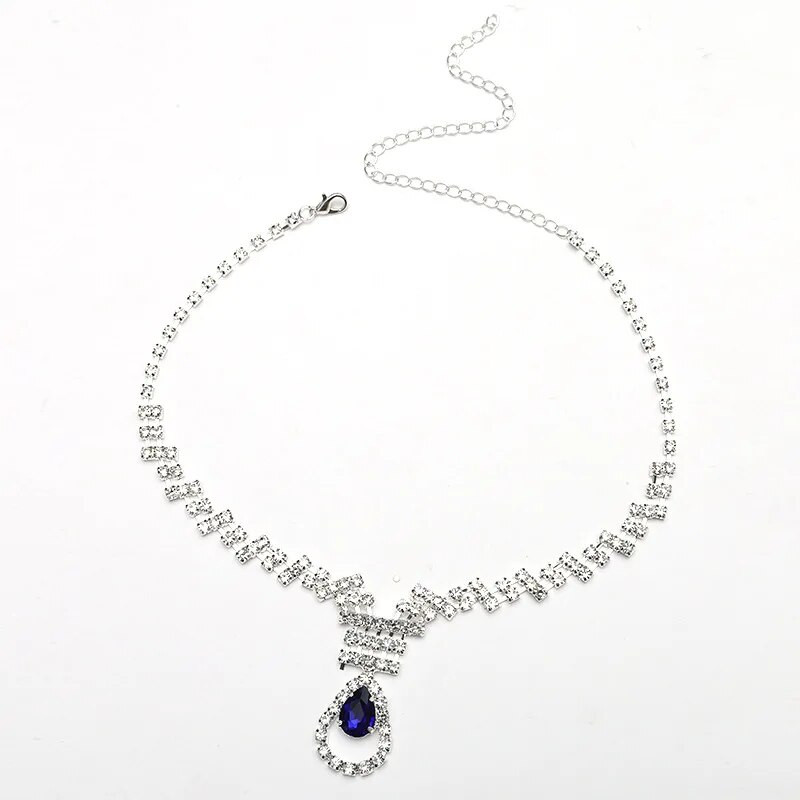 Vintage ženski komplet nakita s duginim kristalima Šarm Zlatno srebrna boja Vjenčane naušnice za žene Luksuzna ogrlica s vjenčanim lancem