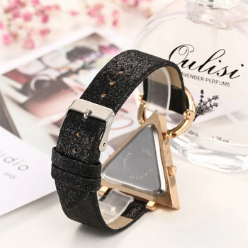 Дамски часовници 2023 г. Творчески луксозен триъгълен циферблат с кристали, матирана каишка, дамски ръчен часовник, моден кварцов часовник Relojes Mujer