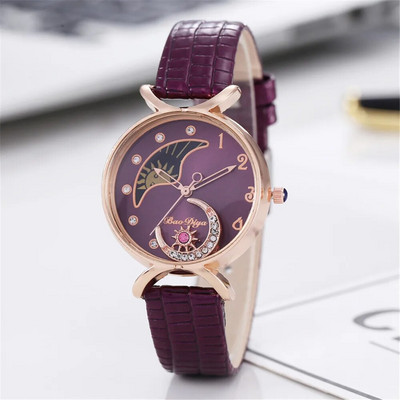 Elegantne teemantidega kuu Kellad Naiste Mood Luksuslikud Kvartsist käekellad Naiste vabaaja nahast käekellad Creative Montre Femme