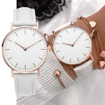 Елегантен часовник за жени Обикновени 2023 г. Нови розови бели кожени рокли Дамски ръчни часовници Ежедневни женски часовник Подарък Hot Montre Femme