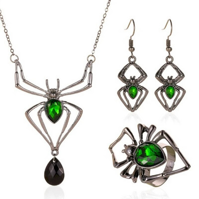 Vintage Spider Rings Kõrvarõngad Kaelakeed Naistele Crystal Animal Drop Dangle Kõrvarõnga Ripats Kaelakee Punk Party Ehted