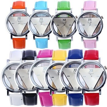 Горещи продавани експлозивни модели Ретро триъгълен кух часовник Прост ежедневен часовник с колан Мъже и жени Студенти Кварцов часовник