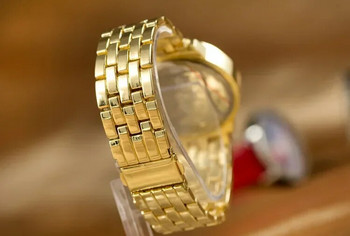 Πολυτελές Γυναικείο ρολόι από χρυσό από ανοξείδωτο ατσάλι Χαλαζία, στρατιωτικά κρύσταλλα casual ρολόγια καρπού Rhinestone Relogio Feminino