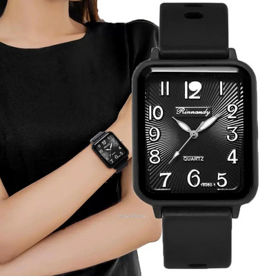 Fashion Lady Hot Sales Brands Часовници Leisure Rectangle Цифрови прости дамски кварцов часовник Спортна силиконова каишка Дамски часовник