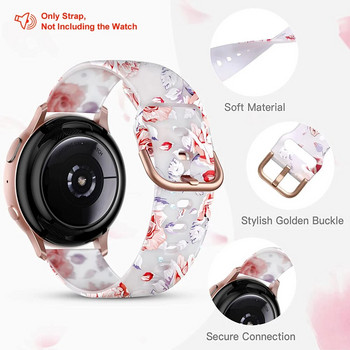Floral λουράκια 20mm για Samsung Galaxy Watch 5/4 40mm 44mm/Watch 4 Classic,Διαφανές λουράκι από μαλακή σιλικόνη για Amazfit GTS 4/GTS 3