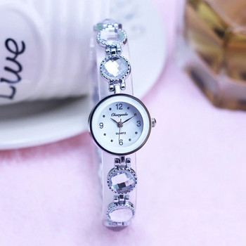 2023 Дамски нови луксозни кристални кристали Моден стил Ръчни часовници с верижна гривна Дамски ръчни часовници за момичета Кварцови часовници