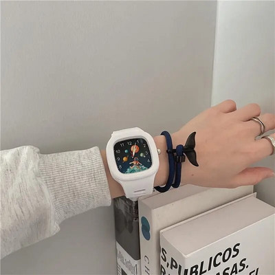 Modes kvadrātveida kvarca astronautu modeļa ciparnīca Ikdienas rokas pulksteņi Gumijas siksniņa Moderns pulkstenis ūdensizturīgs rokas pulkstenis sievietēm