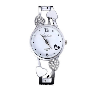 Κομψό γυναικείο βραχιόλι από ανοξείδωτο ατσάλι Βραχιόλι λουλούδι Lover Heart ρολόγια χειρός Διαμαντένιο ρολόι για γυναίκες Γυναικείο Relogios