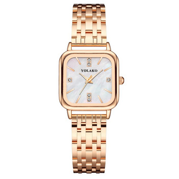 Нови модни квадратни дамски часовници Rhinestone Scale Ръчен часовник Дамски часовници Relogio Feminino Часовник от неръждаема стоманена лента Дамски подарък