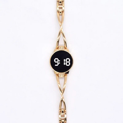 Moteriškas LED laikrodis su apyrankėmis Moteriškas Dekoratyvinis elektroninis studentų laikrodis „Reloj Mujer Clock Rose Gold“