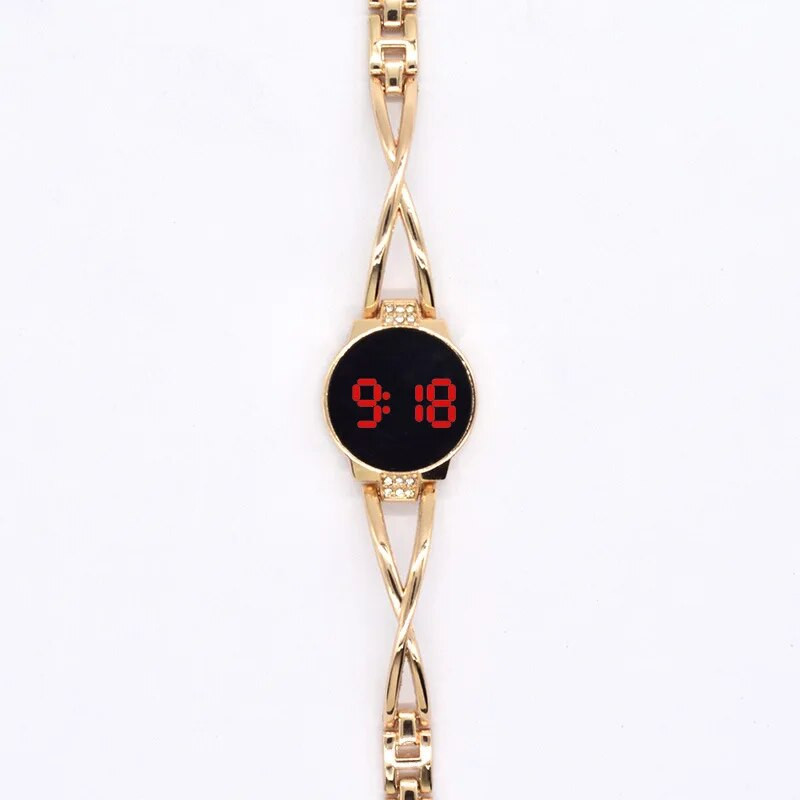 Moteriškas LED laikrodis su apyrankėmis Moteriškas Dekoratyvinis elektroninis studentų laikrodis „Reloj Mujer Clock Rose Gold“