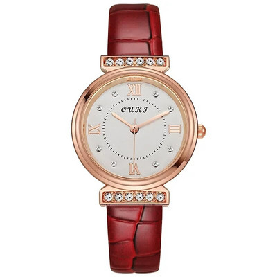 Trendikad naiste käekellad Mood Luksuslik kristallkell Nahast rihm Naiste kvartskäekell vabaaja naistele tüdrukutele ehted kingitused