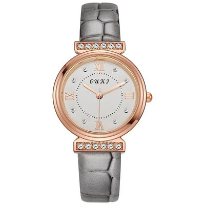 Trendikad naiste käekellad Mood Luksuslik kristallkell Nahast rihm Naiste kvartskäekell vabaaja naistele tüdrukutele ehted kingitused