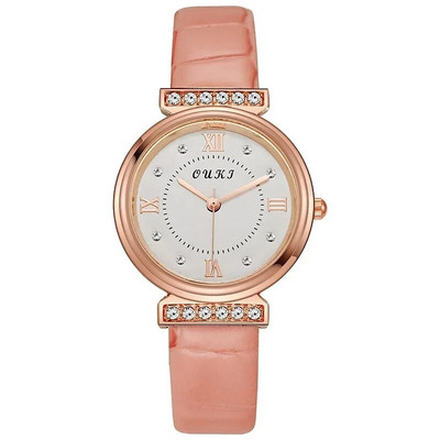 Trendikad naiste käekellad Mood Luksuslik kristallkell Nahast rihm Naiste kvartskäekell vabaaja naistele tüdrukutele ehted kingitused