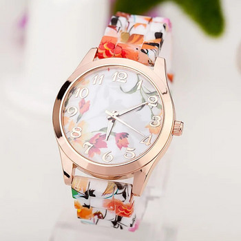 Γυναικείο ρολόι κοριτσιών σιλικόνης τυπωμένο λουλούδι Causal quartz WristWatches Smart Watch часы женские Relogio Feminino Montre Femme