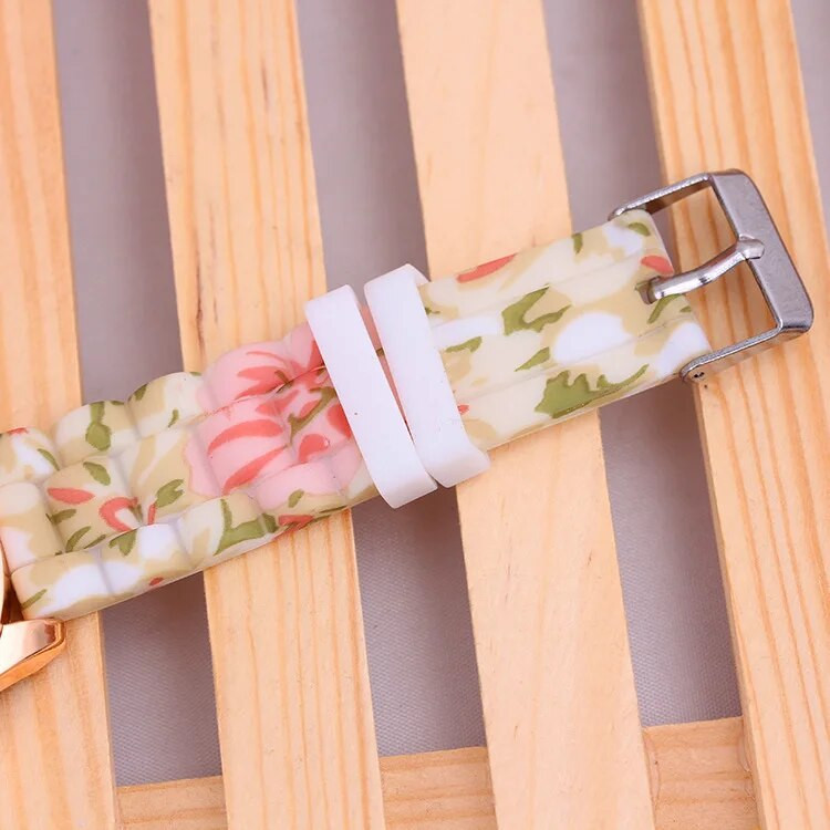 Γυναικείο ρολόι κοριτσιών σιλικόνης τυπωμένο λουλούδι Causal quartz WristWatches Smart Watch часы женские Relogio Feminino Montre Femme