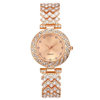 Луксозни дамски диамантени часовници Хип-хоп гривна Дамски кварцов часовник Розово злато Дамски ръчен часовник Блестящ кристал Reloj Mujer Montre