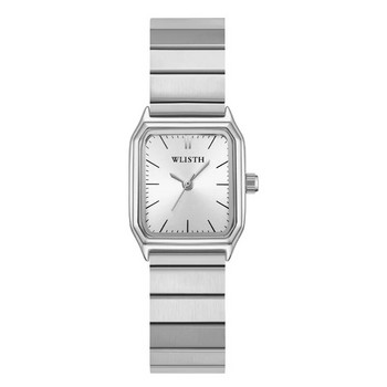 Дамски делукс бизнес кварцов часовник с квадратен уникален циферблат ръчен часовник от неръждаема стомана за дамски часовник със златна гривна часовник