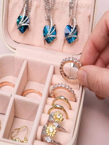 1PC Jewelry Organizer Εμφάνιση Ταξιδιωτικά Κοσμήματα Θήκη Κουτιά με φερμουάρ Σκουλαρίκια Κολιέ Δαχτυλίδι Φορητό κοσμηματοπωλείο Δερμάτινο χώρο αποθήκευσης
