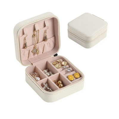 1PC Jewelry Organizer Εμφάνιση Ταξιδιωτικά Κοσμήματα Θήκη Κουτιά με φερμουάρ Σκουλαρίκια Κολιέ Δαχτυλίδι Φορητό κοσμηματοπωλείο Δερμάτινο χώρο αποθήκευσης