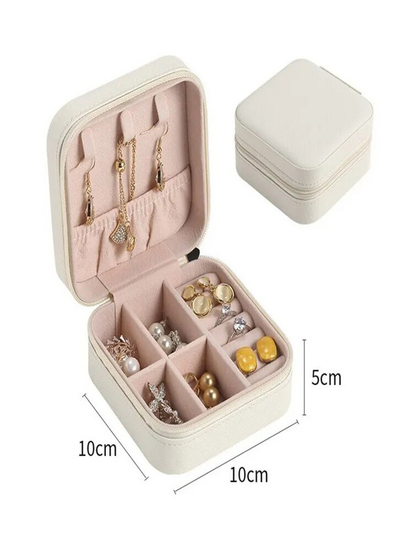 1PC Jewelry Organizer Εμφάνιση Ταξιδιωτικά Κοσμήματα Θήκη Κουτιά με φερμουάρ Σκουλαρίκια Κολιέ Δαχτυλίδι Φορητό κοσμηματοπωλείο Δερμάτινο χώρο αποθήκευσης