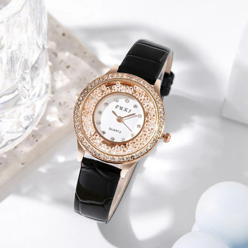 2023 Дамски черен часовник Горещи разпродажби с кожена каишка от неръждаема стомана Аналогов кварцов ръчен часовник Дамски женски ежедневни часовници