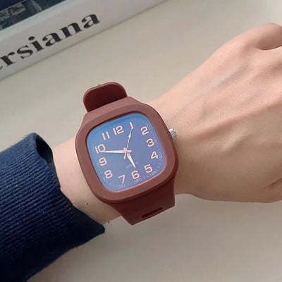 Kvadrātveida kvarca pulksteņi vīriešiem un sievietēm, stila vienkāršs ūdensizturīgs sporta pulkstenis, brīvā laika modes studentu pāra pulksteņu vairumtirdzniecība