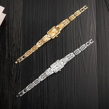 2023 Дамски квадратен сребърен златен часовник Топ марка Луксозен кварцов часовник за жени Дамски часовници с гривна Saat Montre Femme