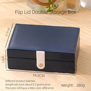 1 τμχ Κουτί αποθήκευσης διπλής στρώσης Ladies Princess Simple Style Δερμάτινο τύπου Flip Κουτί κοσμημάτων Ταξιδιωτικό σπίτι Φορητό κοσμηματοπωλείο