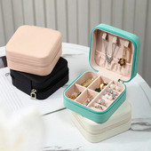 Φορητό Mini Jewelry Storage Box Organizer Ταξιδίου Θήκη κοσμημάτων Δερμάτινα σκουλαρίκια αποθήκευσης Κολιέ Δαχτυλίδι κοσμήματα Organizer Οθόνη