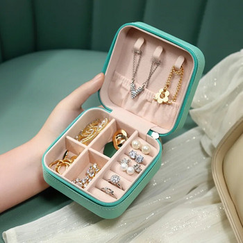 Φορητό Mini Jewelry Storage Box Organizer Ταξιδίου Θήκη κοσμημάτων Δερμάτινα σκουλαρίκια αποθήκευσης Κολιέ Δαχτυλίδι κοσμήματα Organizer Οθόνη